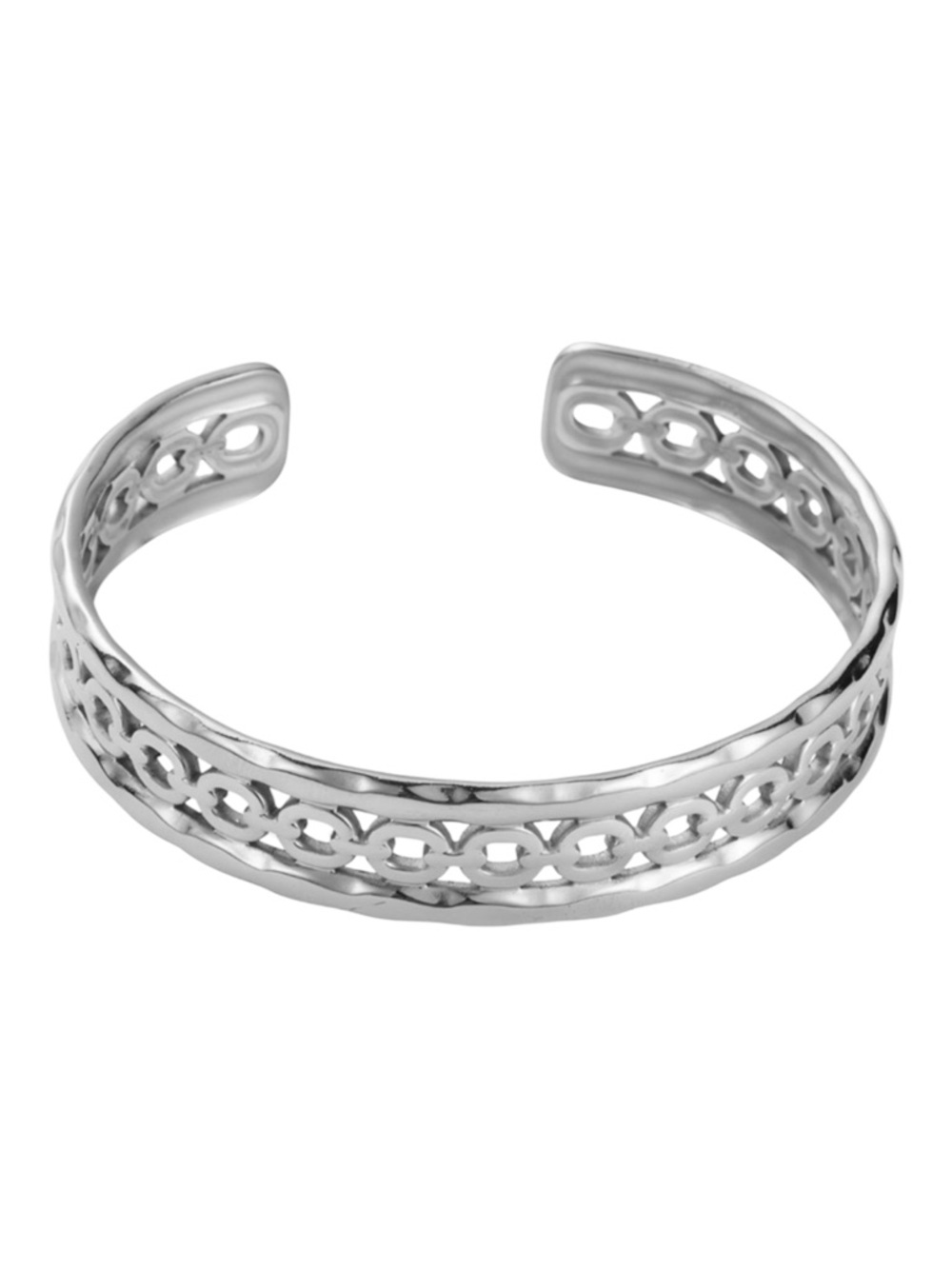 Stainless Steel Silver Cuff Bracelet – Hypoallergenic, Adjustable